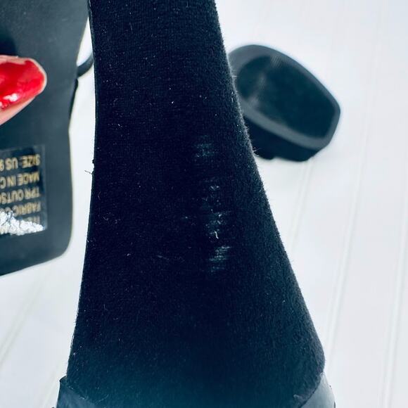 Torrid 9.5 WW Black Velvet Square Open Toe 5" Heels Criss Cross Ankle Strap - Picture 8 of 10